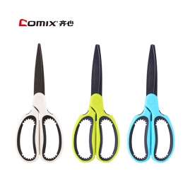 齐心B2740中号不粘胶省力剪刀（黑刃）180mm（剪10页）