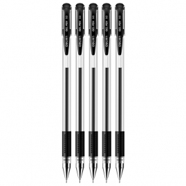 得力6605中性笔0.5mm半针管(黑)(5支卡)