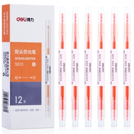 得力S623荧光笔 橙色12支/盒 3盒/组